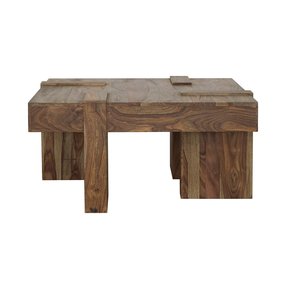 Sheesham Wood Square Coffee Table with Wooden Legs Q536
