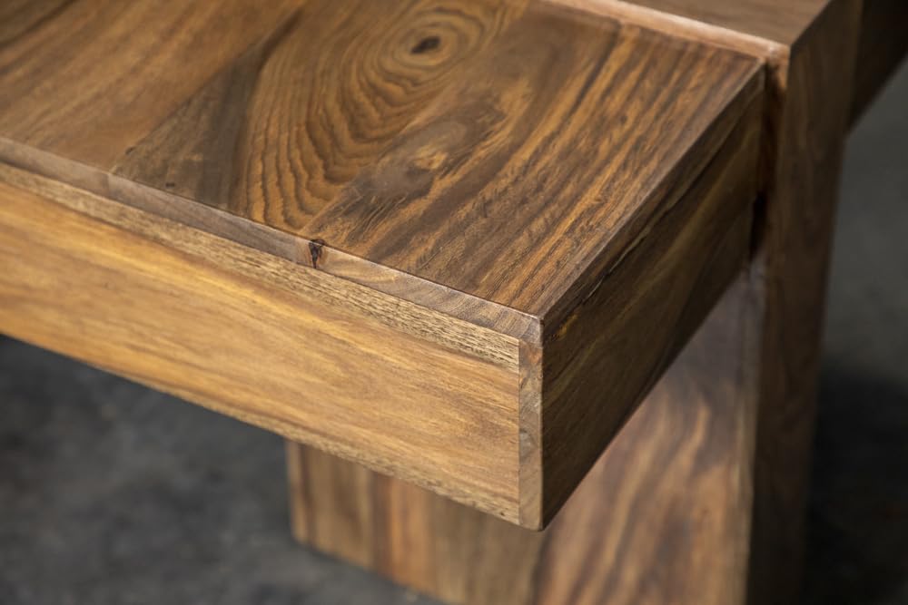 Sheesham Wood Square Coffee Table with Wooden Legs Q536