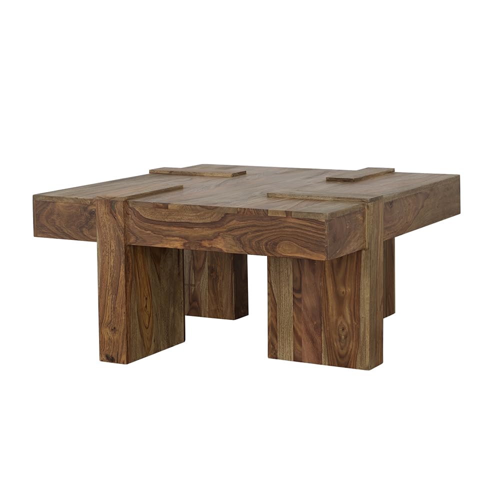 Sheesham Wood Square Coffee Table with Wooden Legs Q536