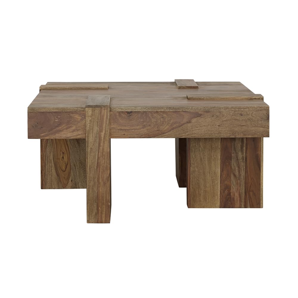 Sheesham Wood Square Coffee Table with Wooden Legs Q536