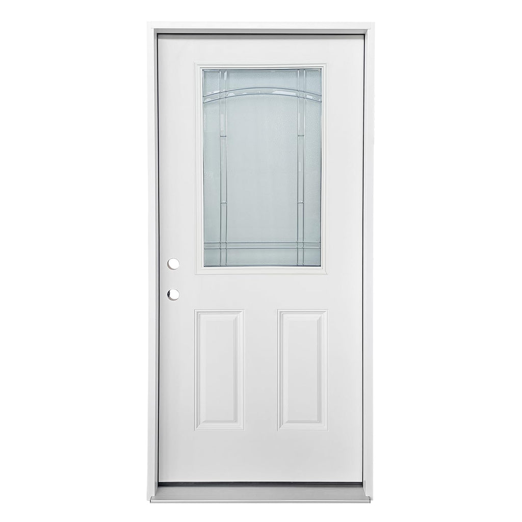 White Fiberglass Prehung 36" x 80" Entry Door Z53148