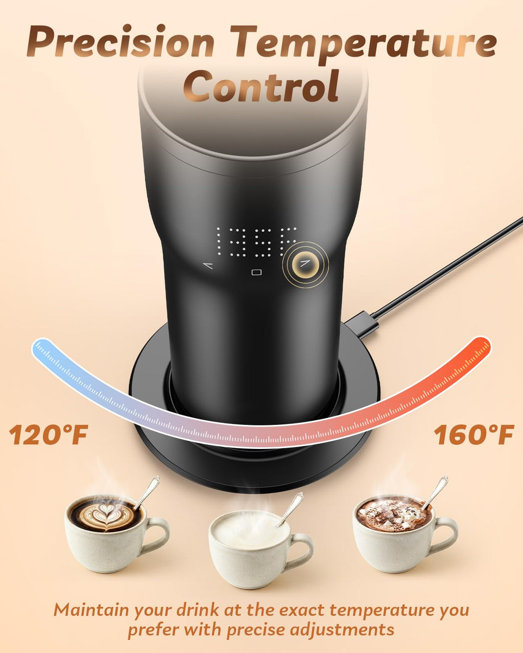 16oz Temperature Control Rechargeable Heated Mug W525