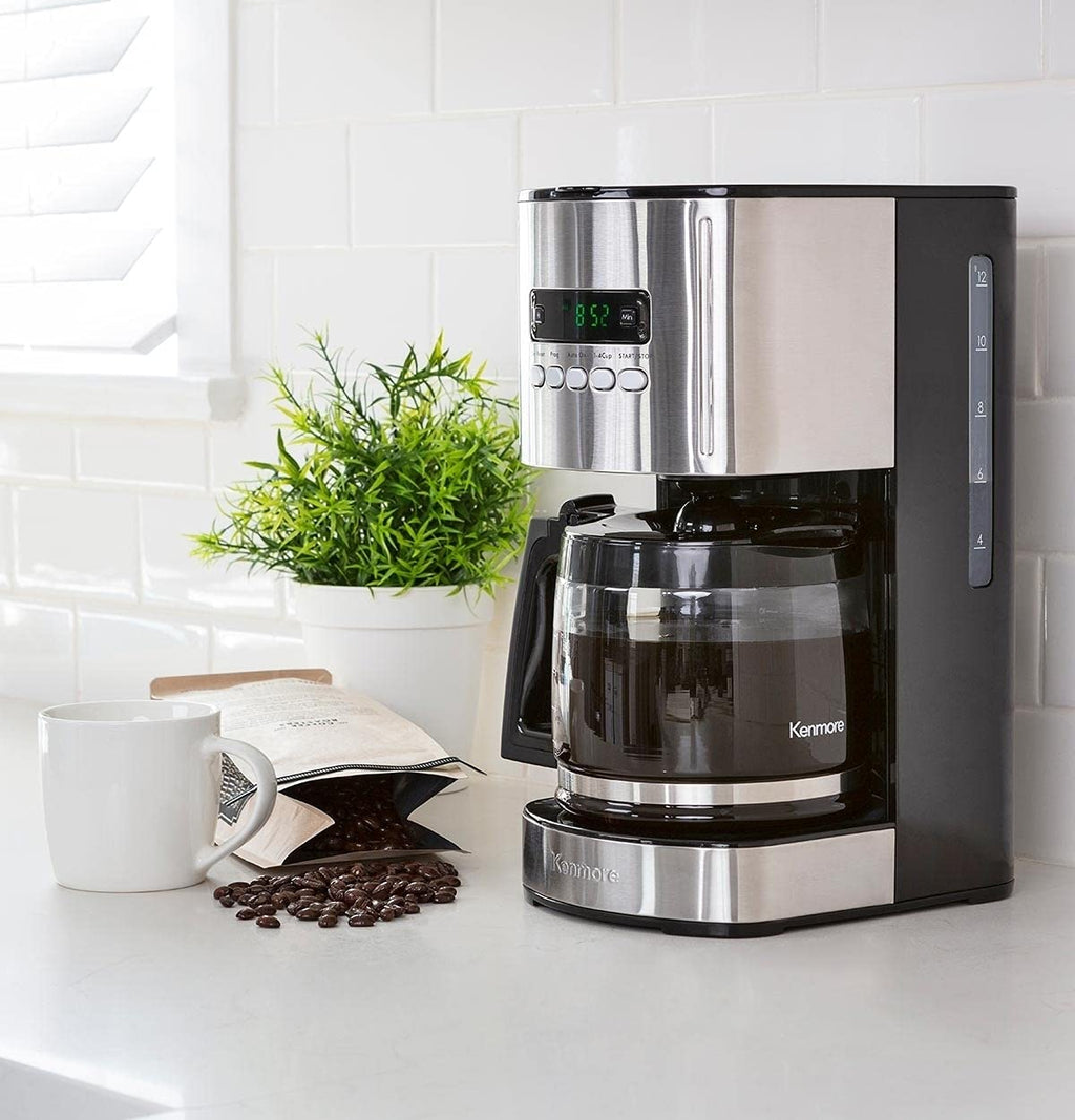 12 Cup Programmable Drip Coffee Maker with Glass Pot, Black U998017