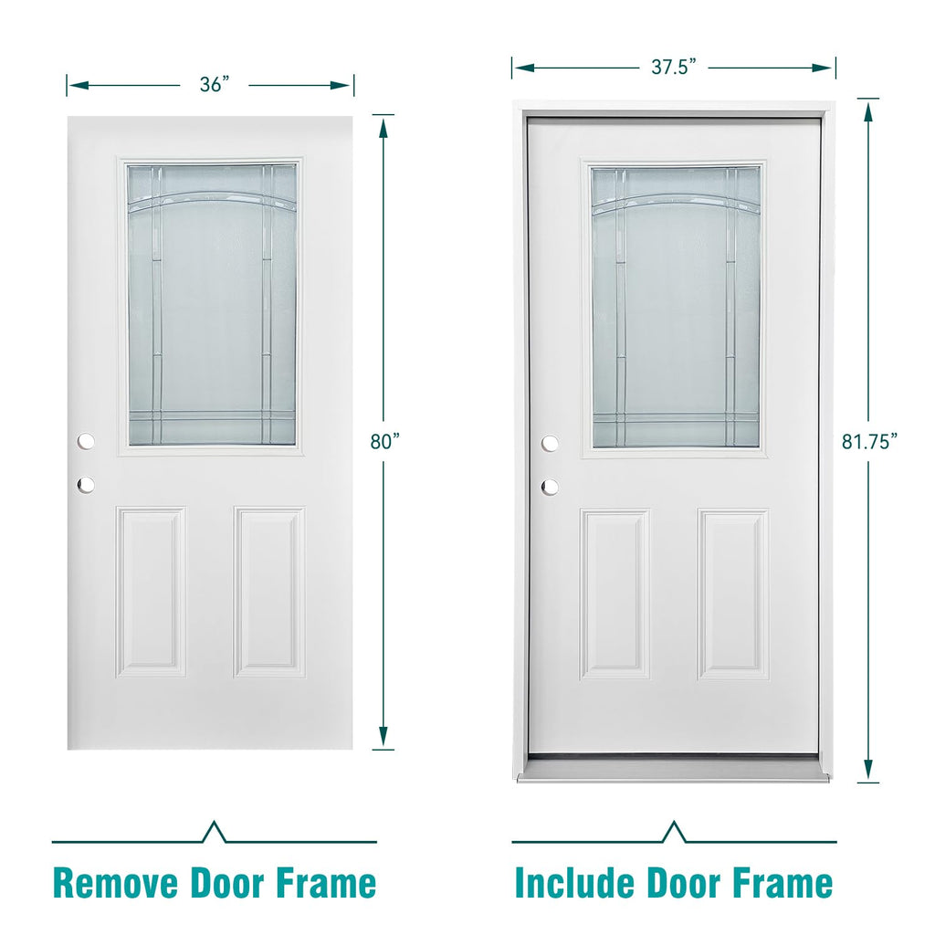 White Fiberglass Prehung 36" x 80" Entry Door Z53148