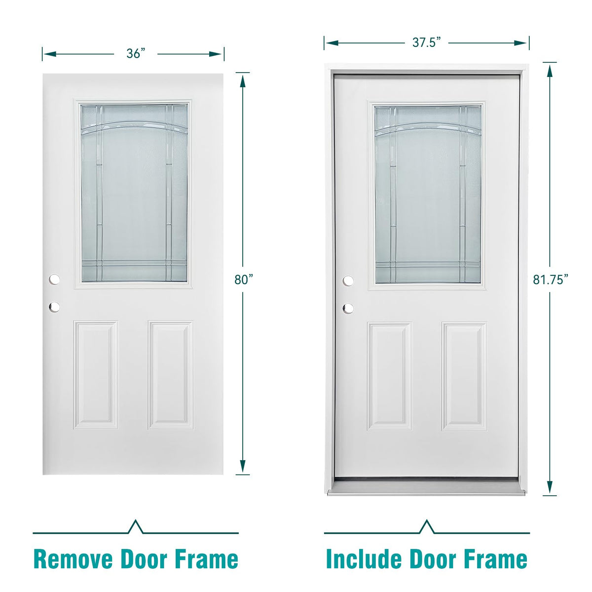 White Fiberglass Prehung 36" x 80" Entry Door Z53148