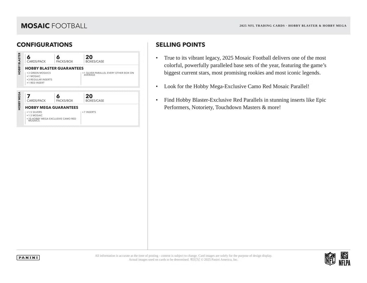 2025 Mosaic Football Trading Card Box Z23439