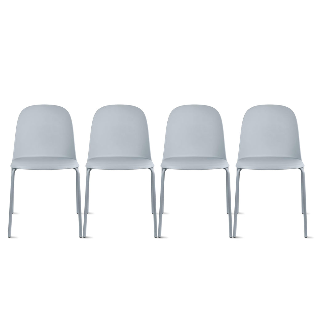 Grey Plastic Dining Chair with Metal Legs M30397