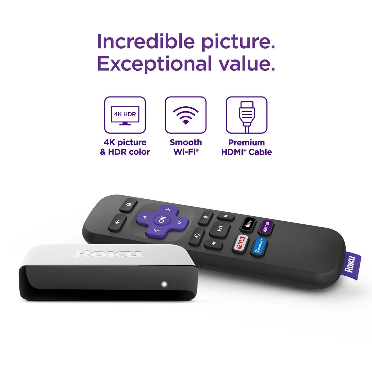 4K HDR Streaming Media Player with HDMI Cable and Remote S22329