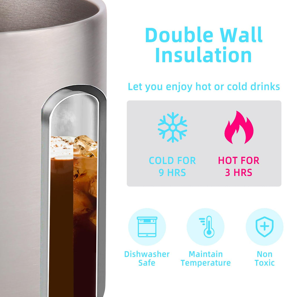 14oz Insulated Stainless Steel Coffee Mug with Lid 2 Pack V673222