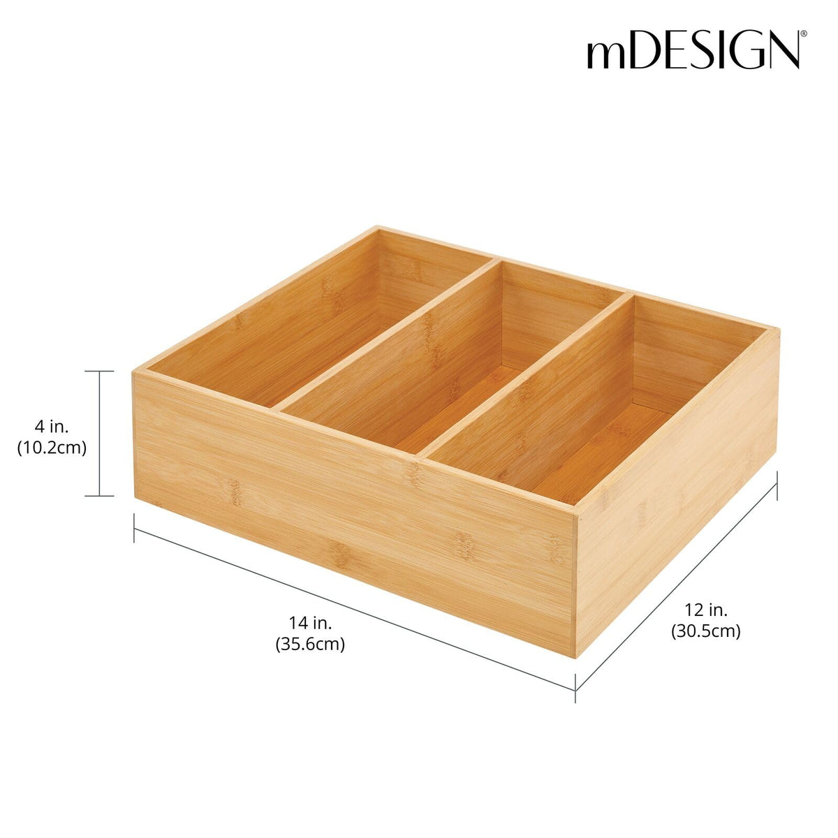 Bamboo 3 Section Stackable Pantry Organizer Bin, 2 Pack H957509
