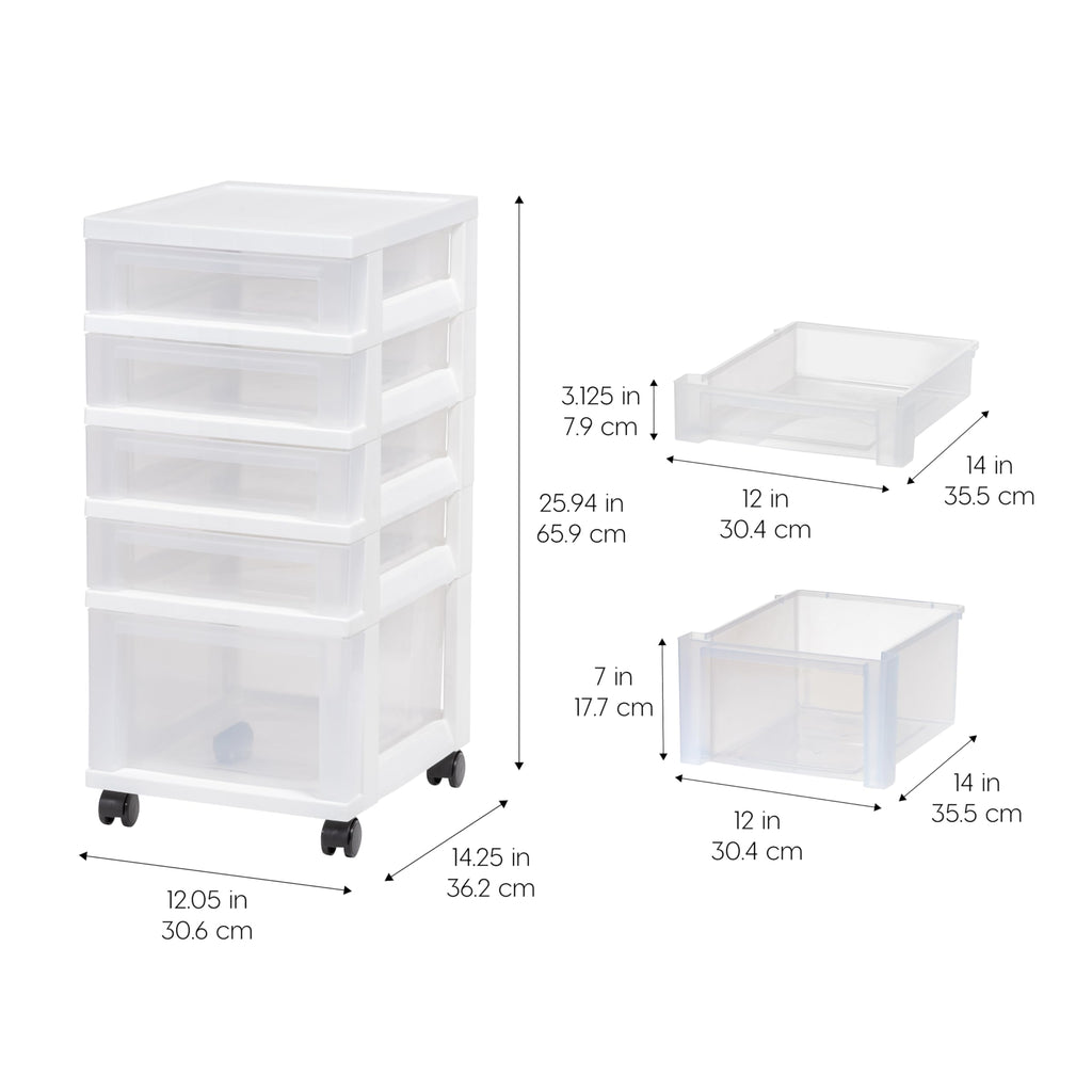 5 Drawer Rolling Storage Cart with Organizer Top O443356