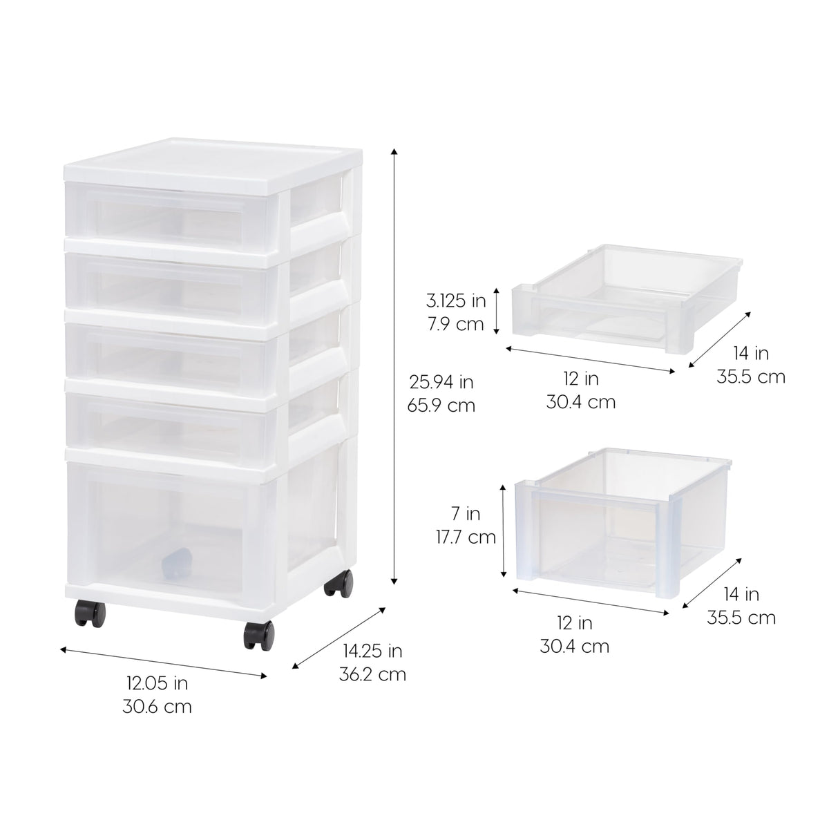 5 Drawer Rolling Storage Cart with Organizer Top O443356