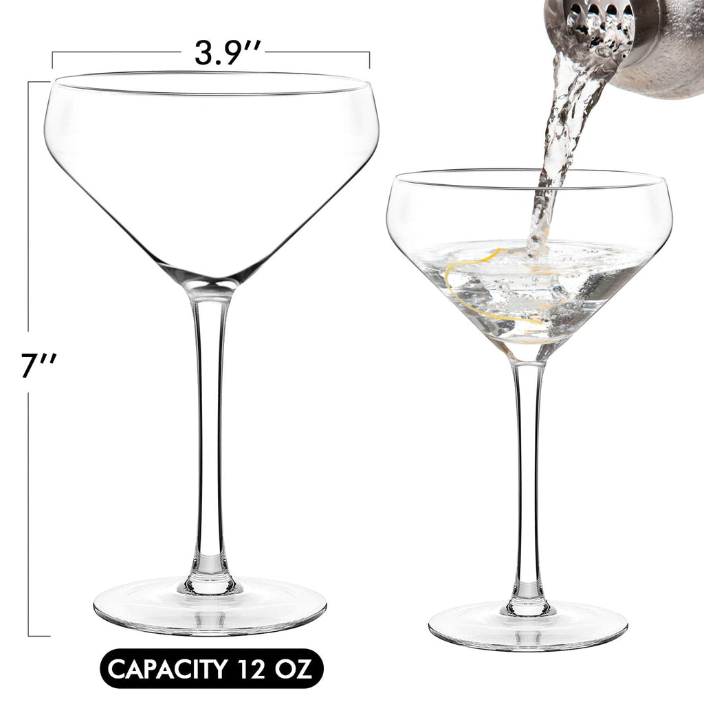 Coupe Cocktail Glasses Set of 4 Hand Blown Crystal 12Oz L614333