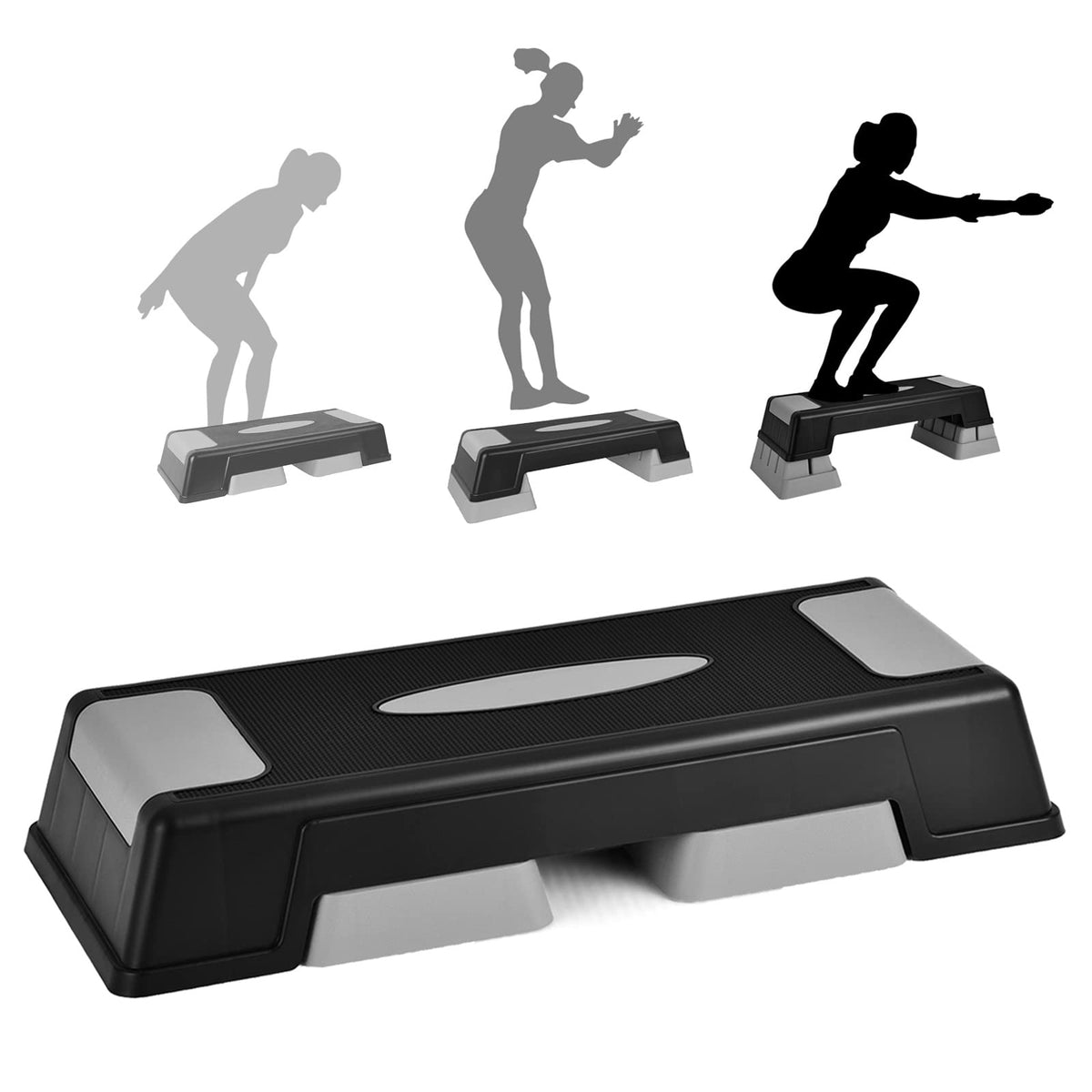 Adjustable Non-slip Aerobic Step Platform with Risers O552479