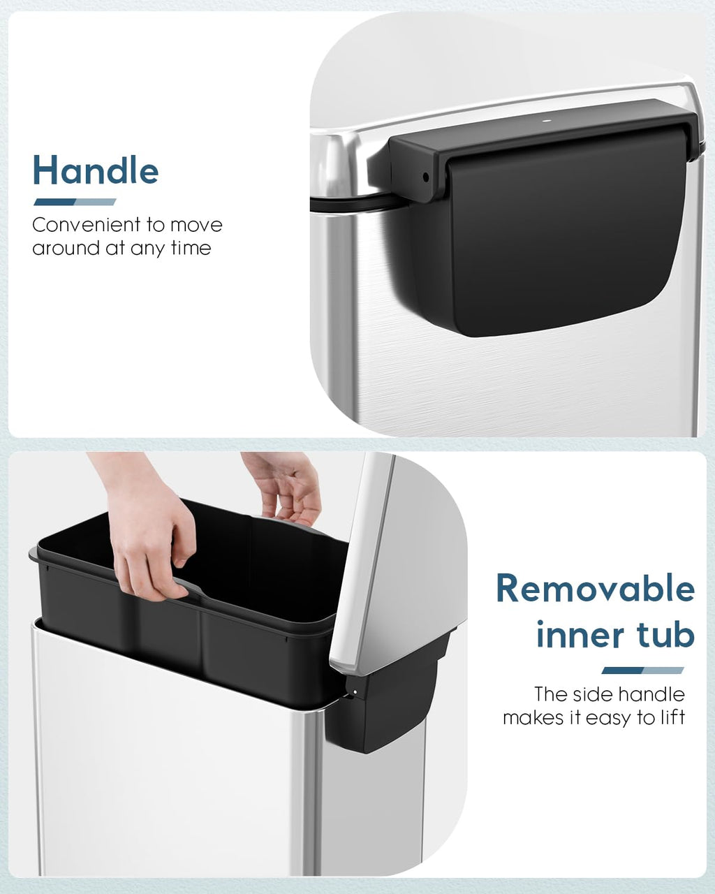 13.2 Gal Stainless Steel Slim Kitchen Trash Can Z340