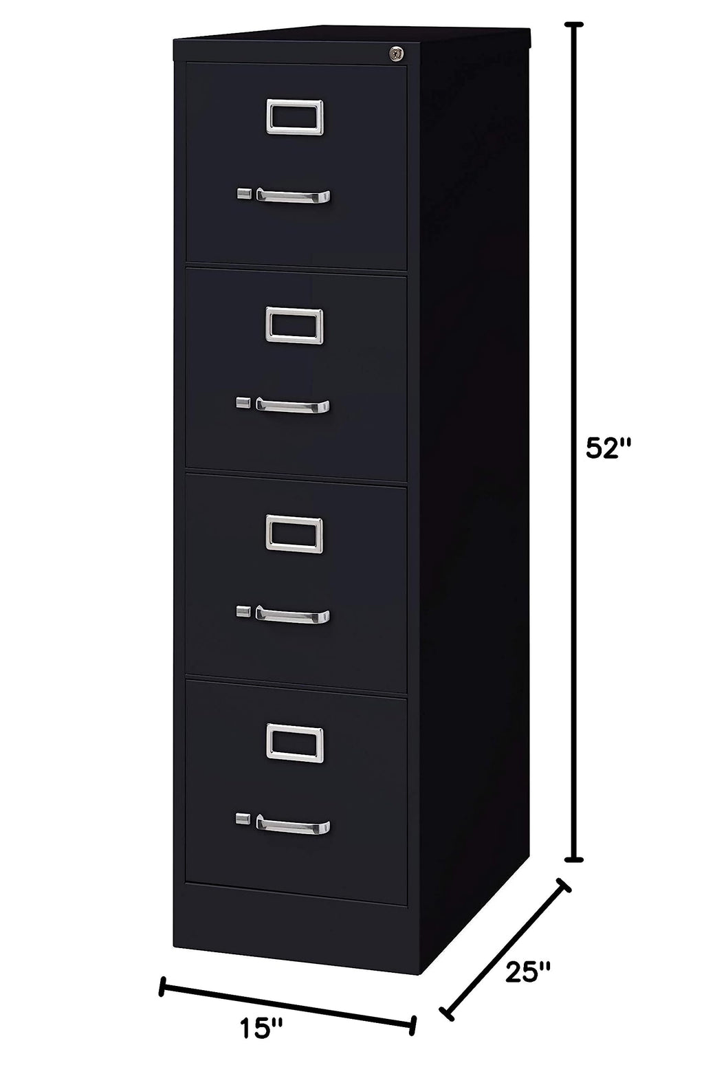 4 Drawer Letter Width Vertical File Cabinet Black Y344584