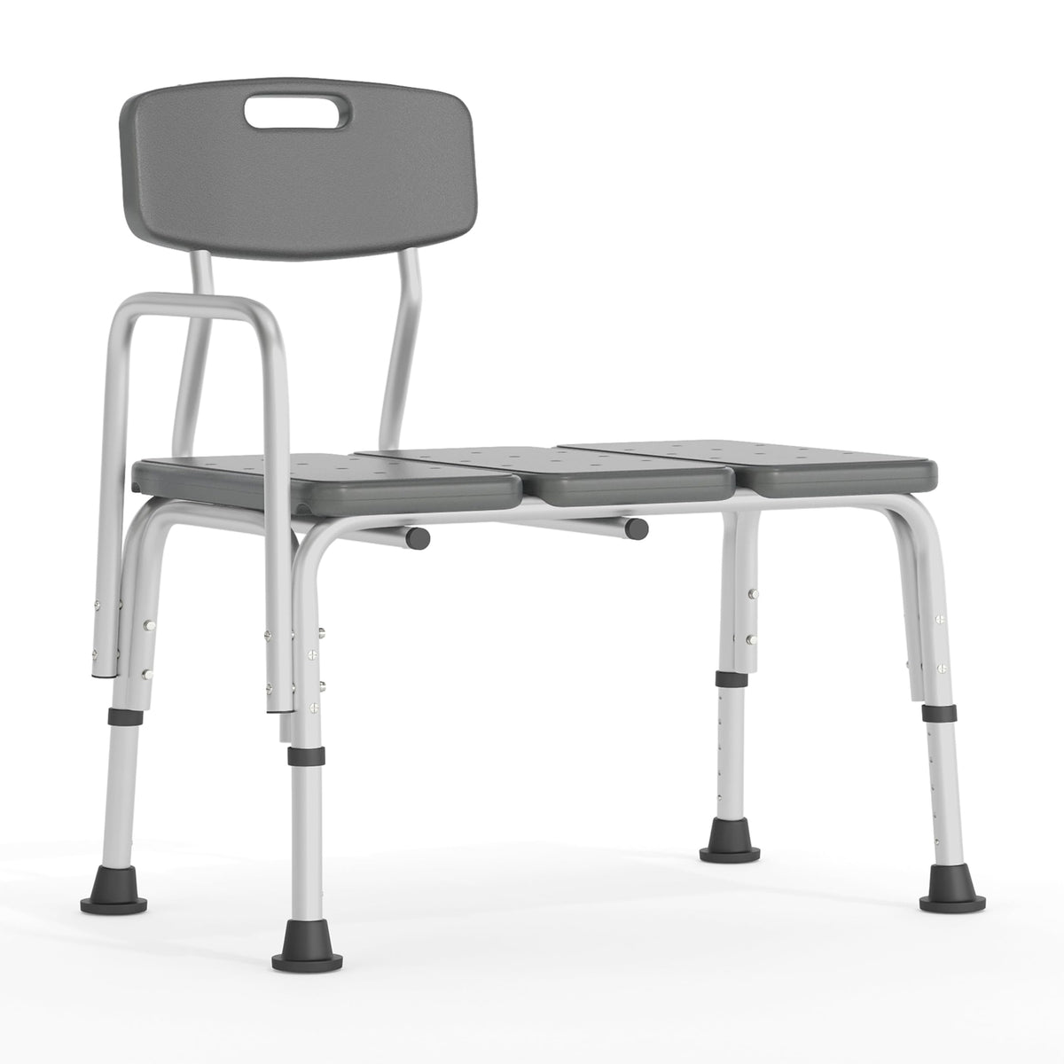 Adjustable Gray Bath & Shower Transfer Bench with Back and Side Arm Y217