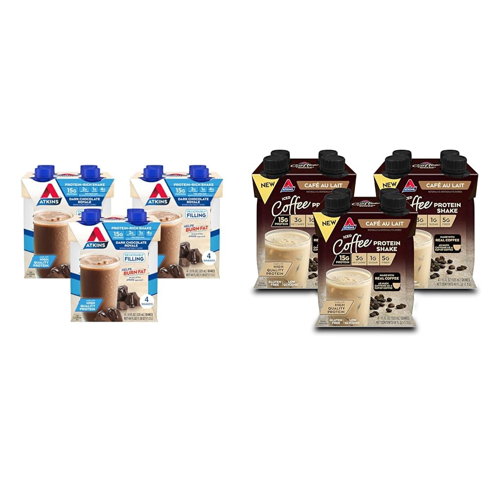 Dark Chocolate Protein Shake & Iced Coffee Protein Shake, 15g Protein, 12 Count M672
