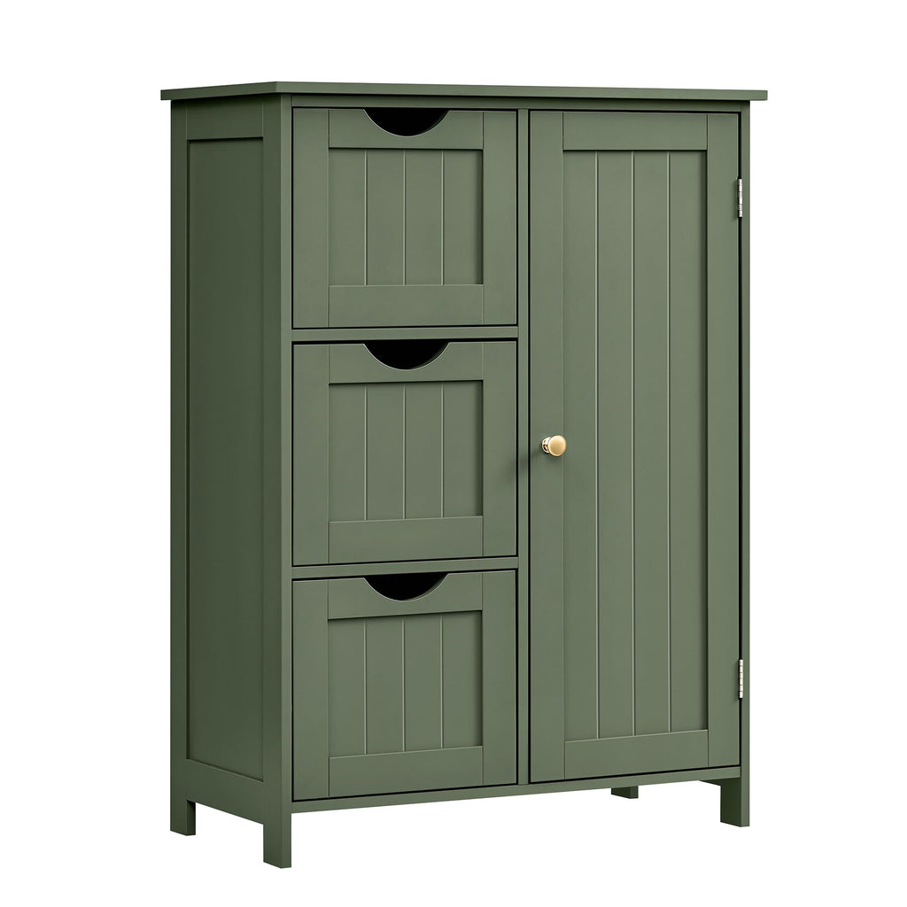 Forest Green 3 Drawer Bathroom Floor Storage Cabinet S782174