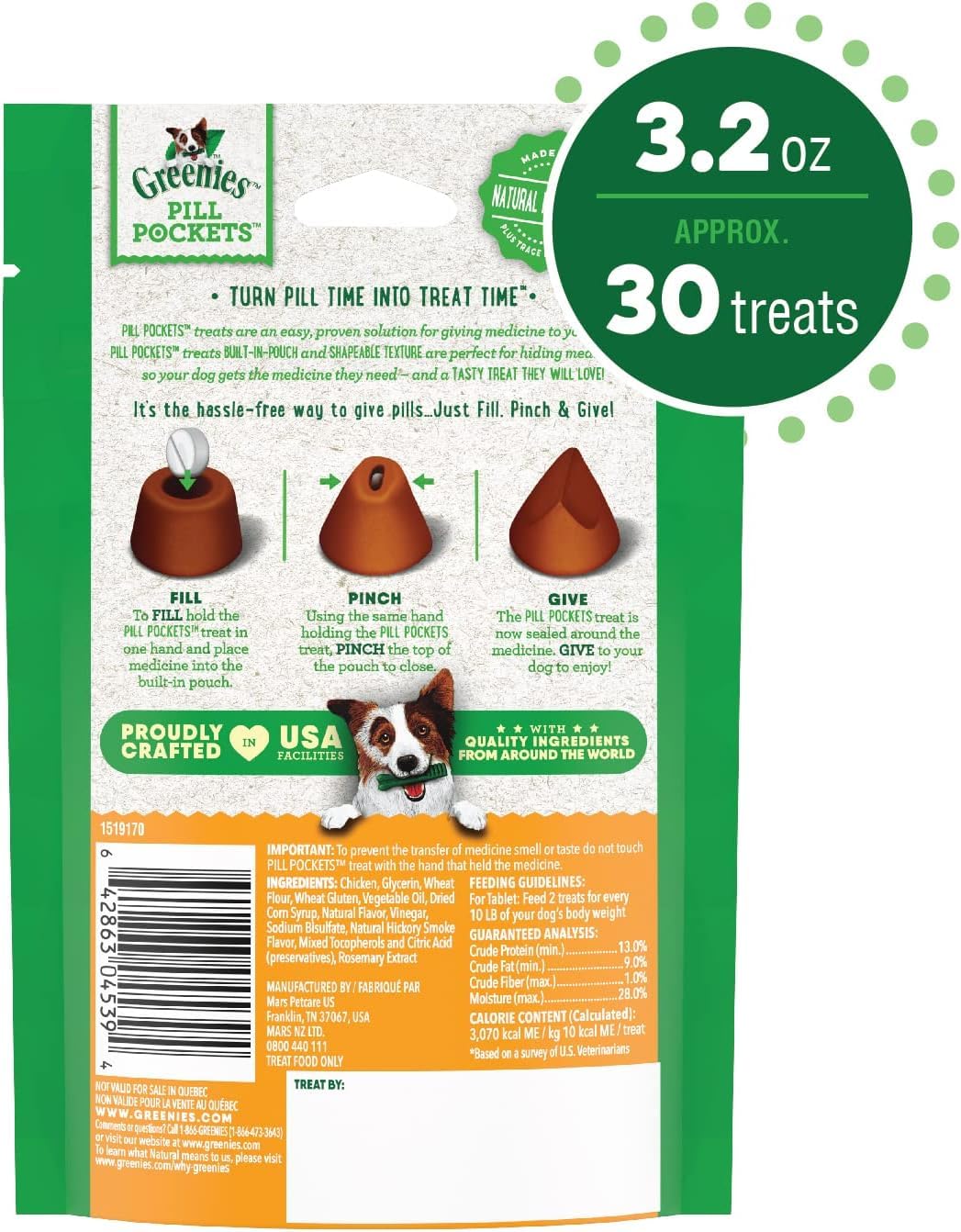 Chicken Dog Treats 30 Count Pack of 6 E730