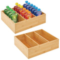 Bamboo 3 Section Stackable Pantry Organizer Bin, 2 Pack H957509