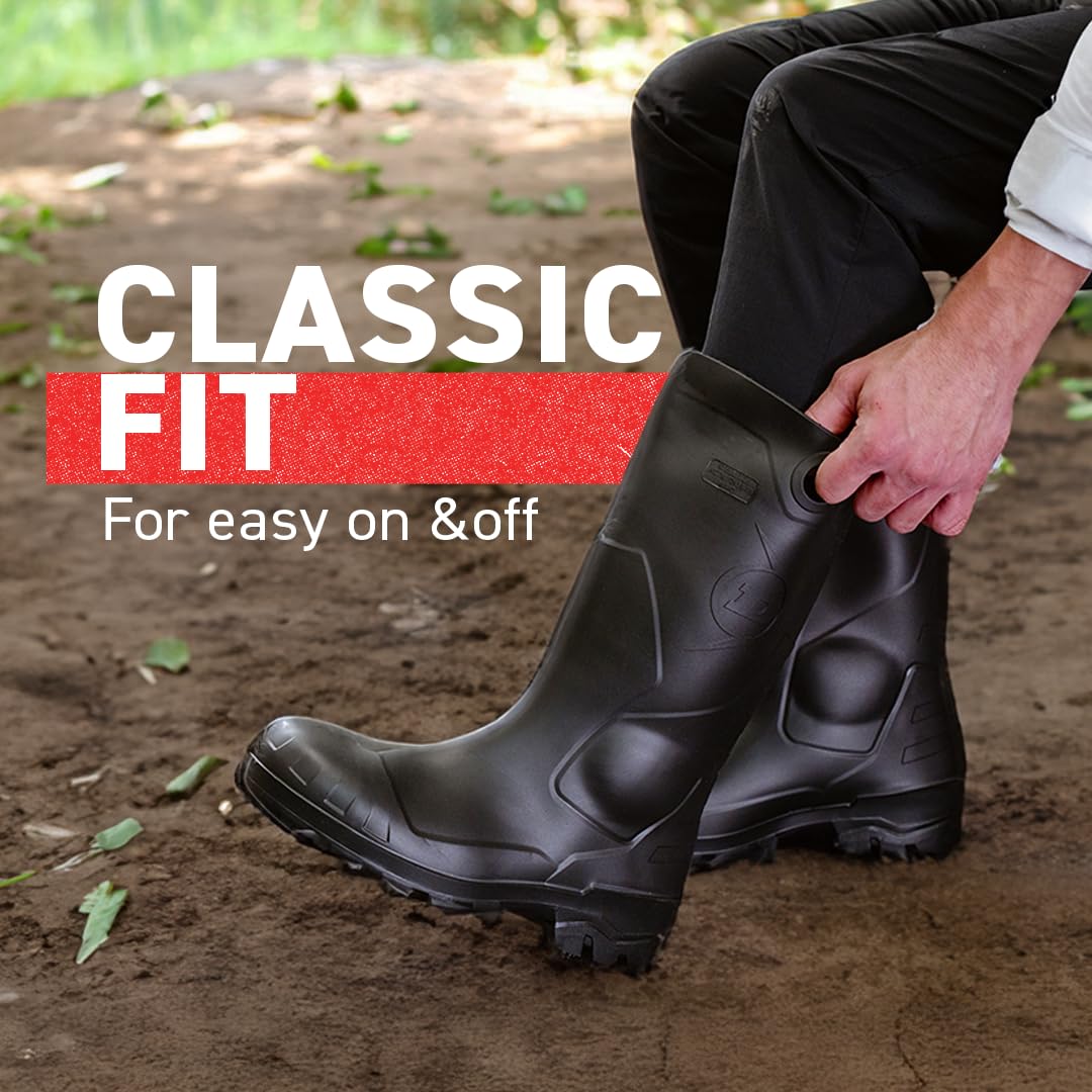 Black PVC Waterproof Steel Toe Rubber Boots K121