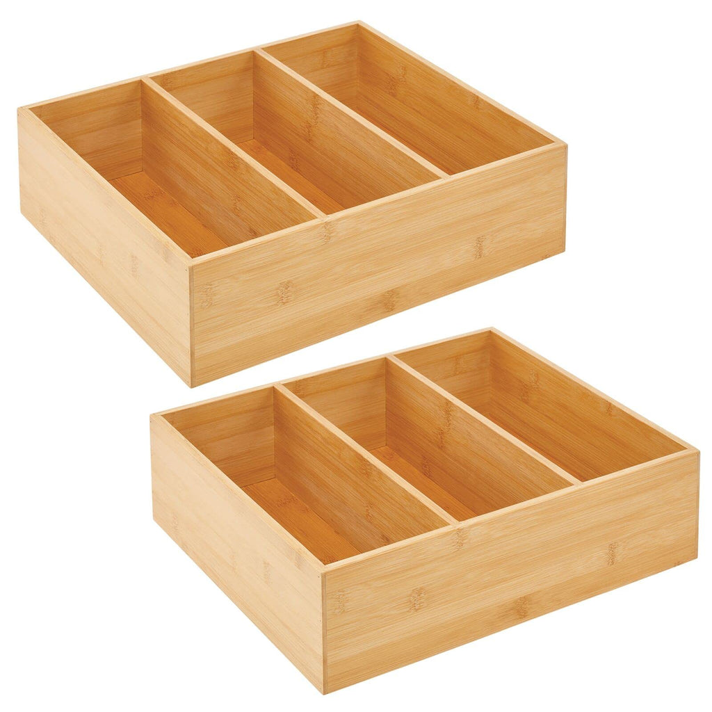 Bamboo 3 Section Stackable Pantry Organizer Bin, 2 Pack H957509