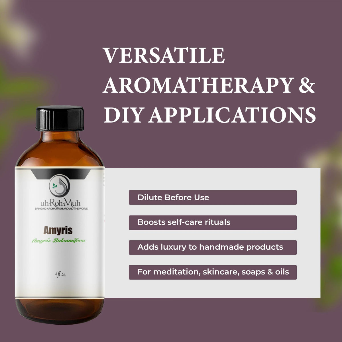 100% Natural Steam-Distilled Amyris Balsamifera Essential Oil 4 fl oz G327787