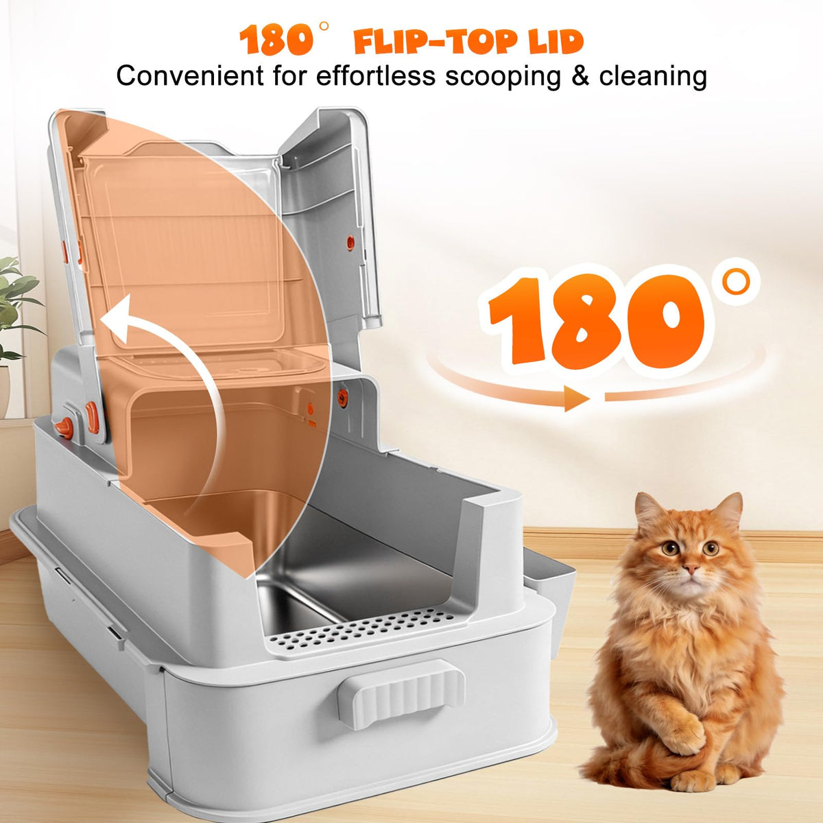 Enclosed Stainless Steel Cat Litter Box with Drawer R273017