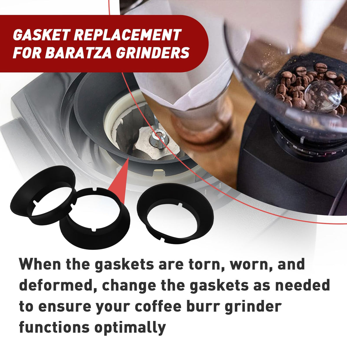 3 Pcs Gasket Replacement for Coffee Grinders K1639