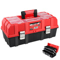 16-Inch Three-Layer Folding Plastic Tool Box with Tray and Dividers R137011