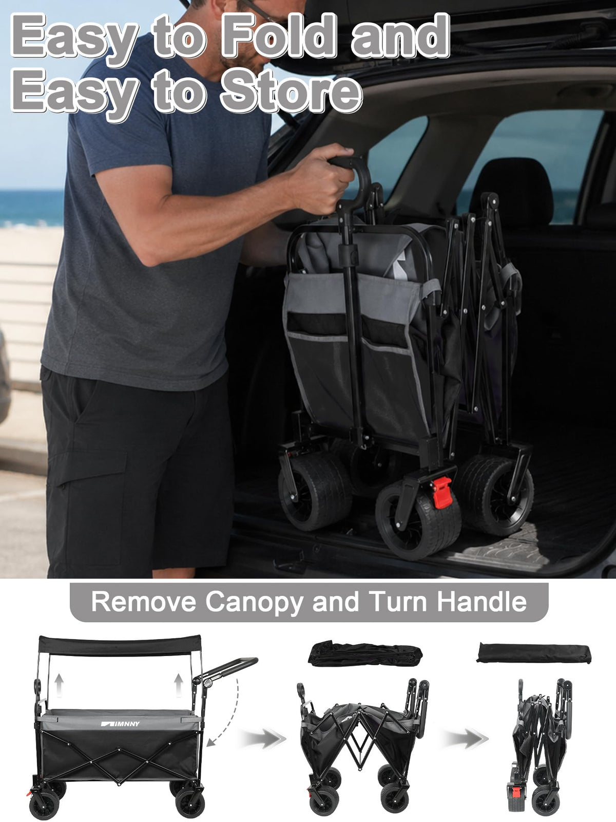 Collapsible Wagon with Canopy Black X8691