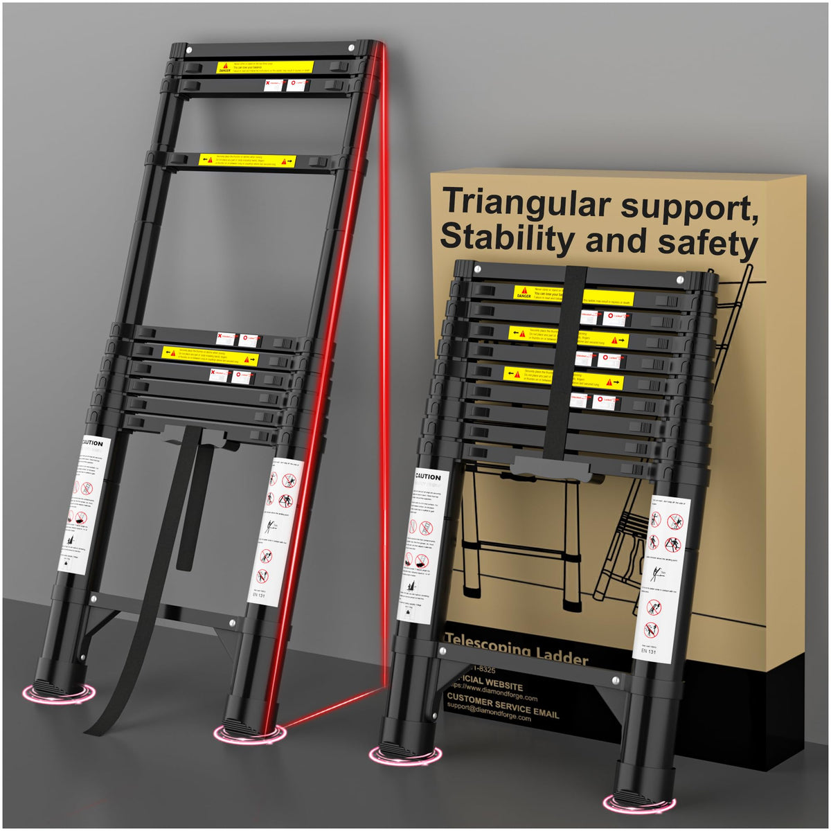 10.5 FT Aluminum Telescoping Ladder 330 Lbs O834