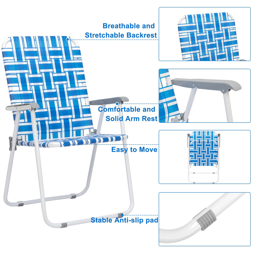 2 Pcs Webbed Folding Beach Chair H14591