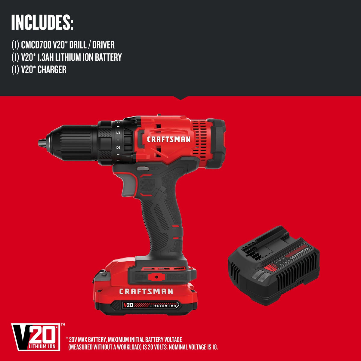 Cordless Drill/Driver Kit, 1/2 inch, Battery and Charger Included Z305