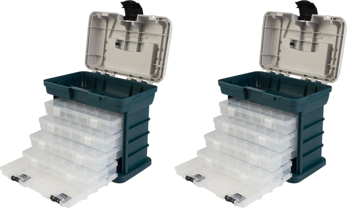 Portable Tool Box Small Parts Organizer with Drawers and Customizable Compartments Gray Pack of 2 X441