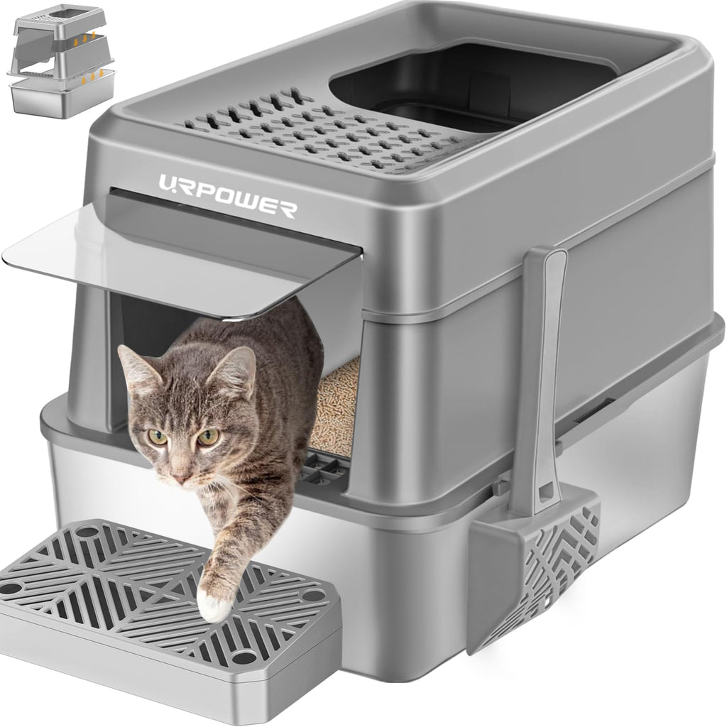 Extra Large Stainless Steel Litter Box with Lid H2205