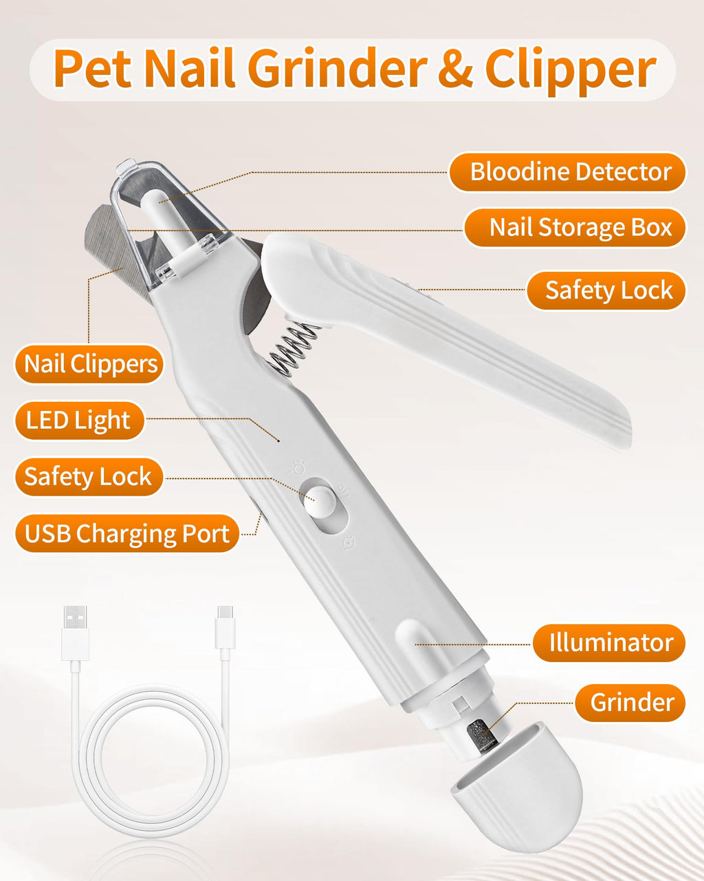 2-in-1 Dog & Cat Nail Clippers & Grinder with LED Light E524177