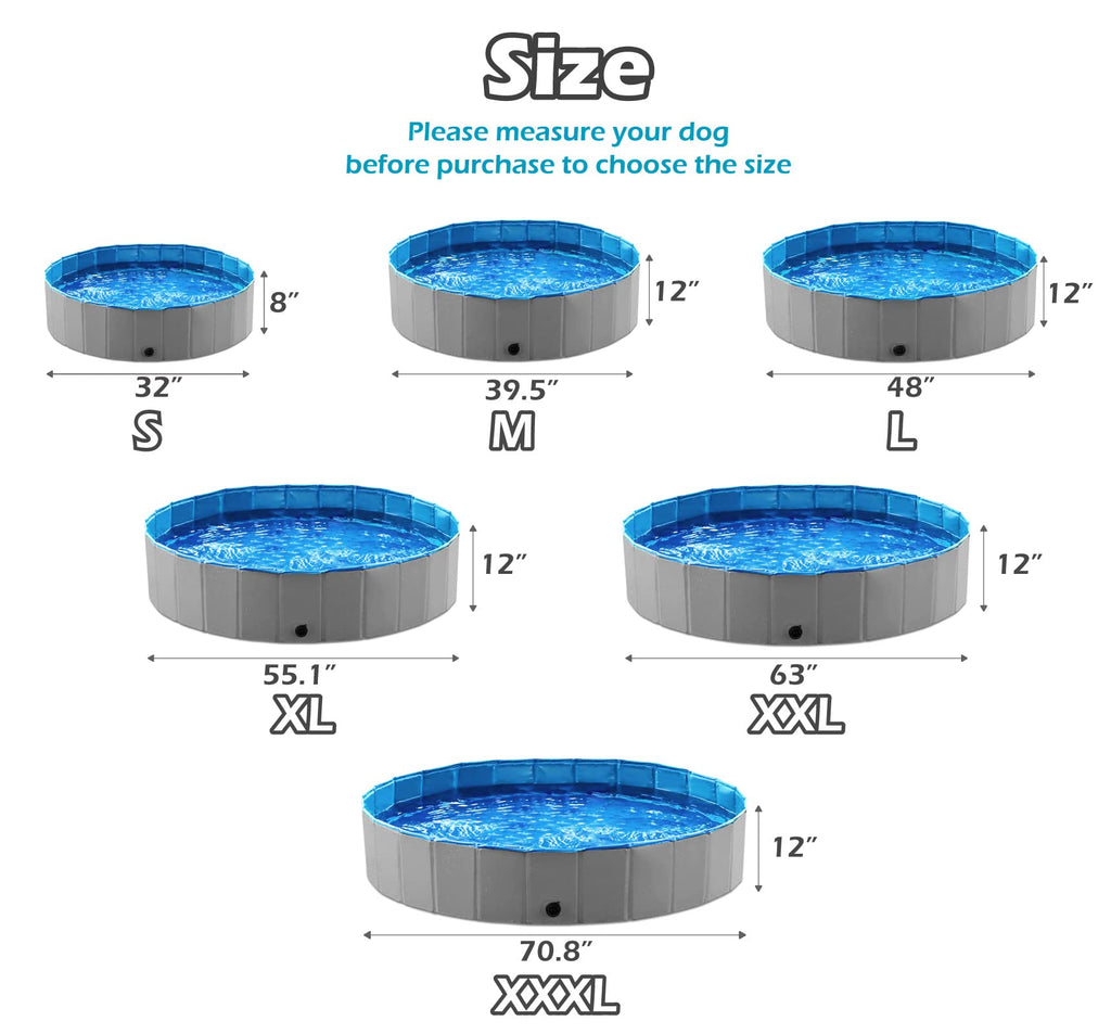 Foldable Dog Pet Bath Pool Collapsible 48" Grey I240