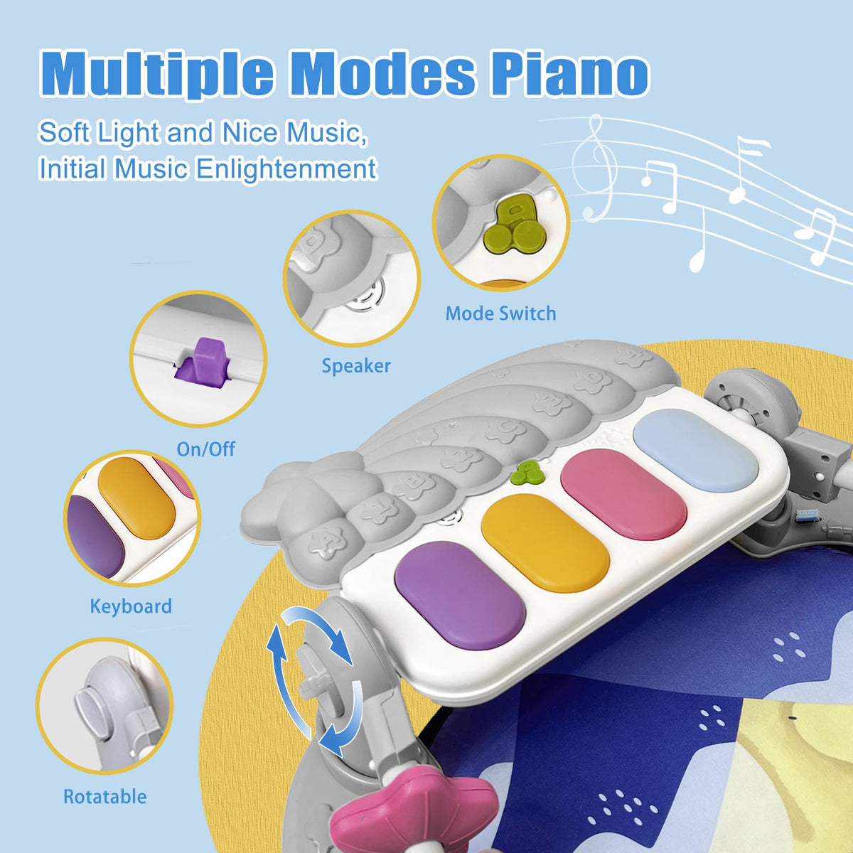 Baby Play Gym Mat and Activity Center with Music and Light K264