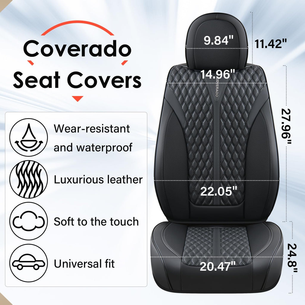 Black 5 Seats Nappa Leather Car Seat Covers Full Set V591