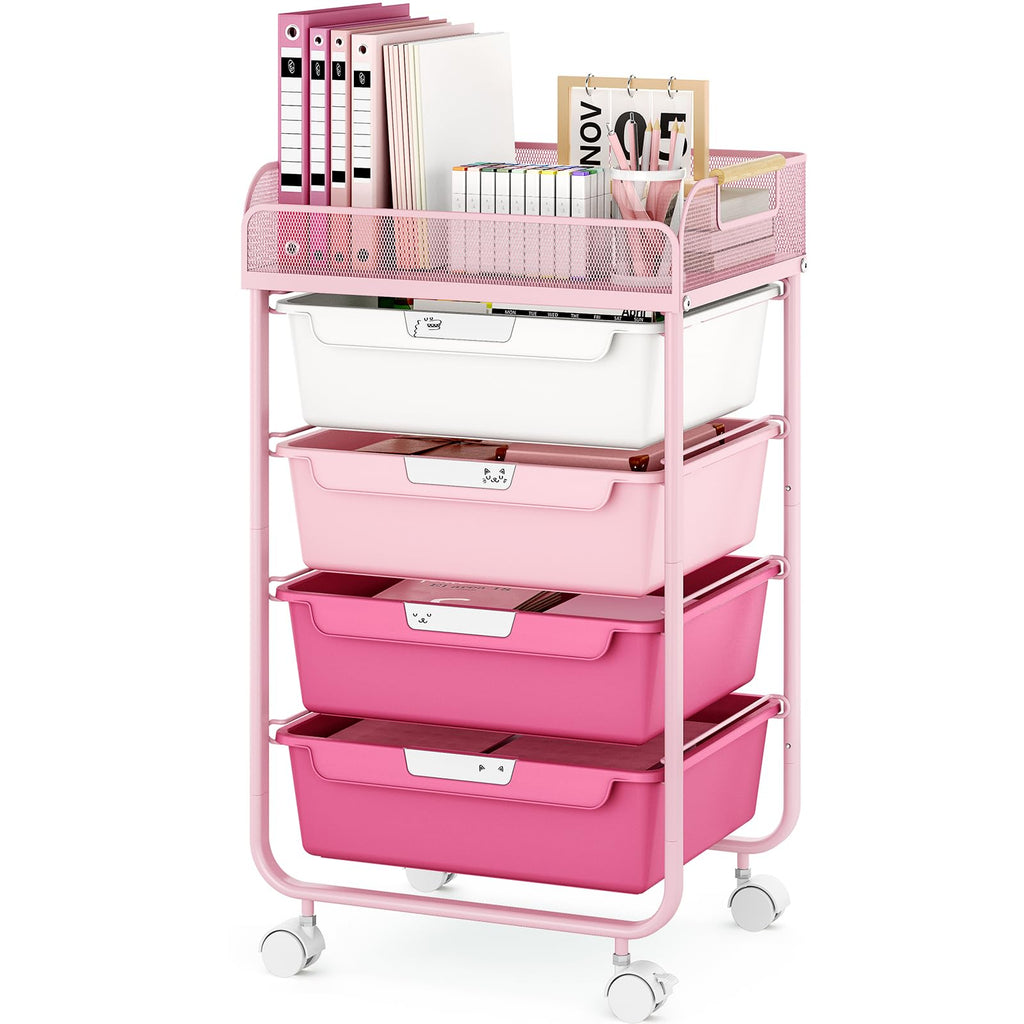 4-Drawer Rolling Storage Cart with Mesh Top H28470