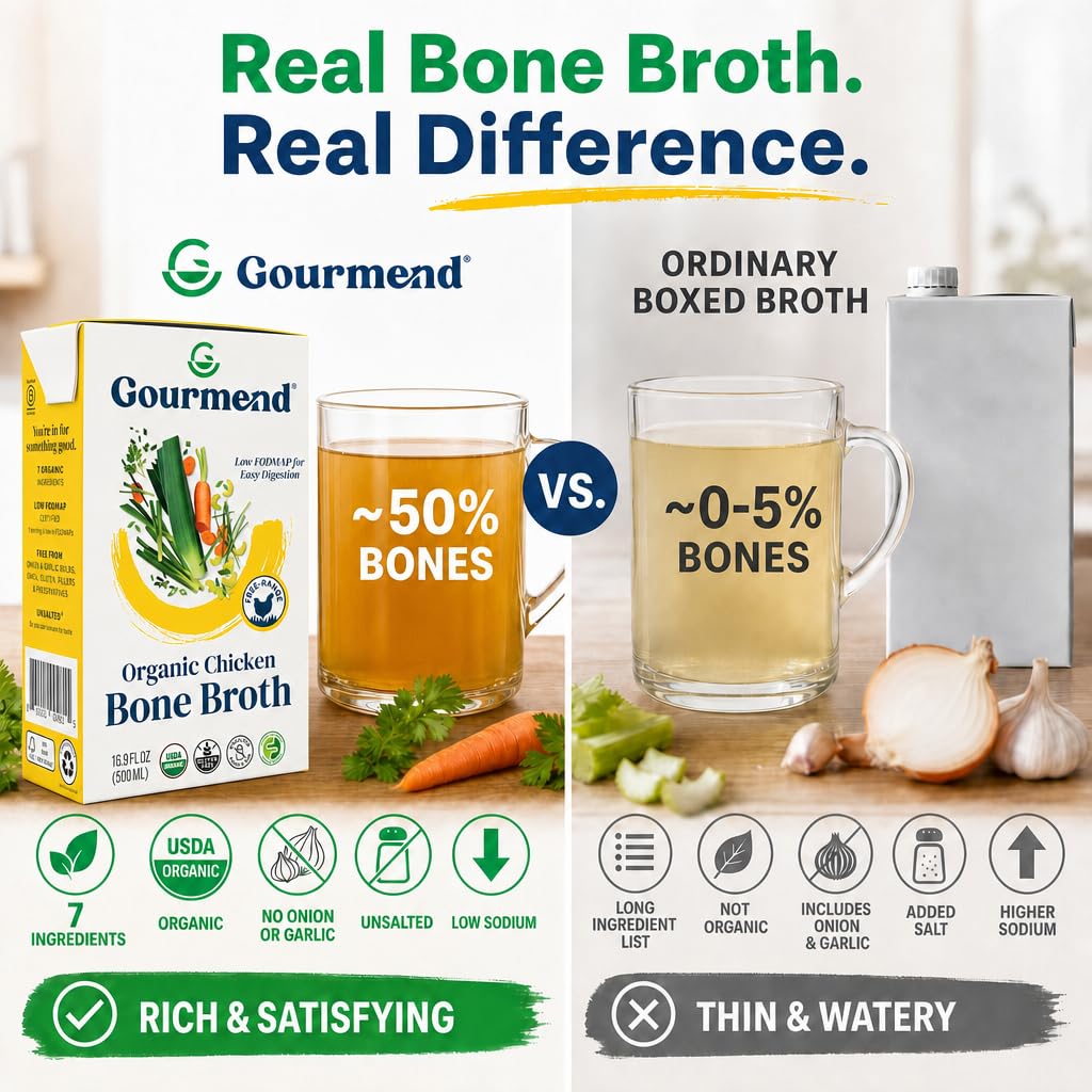 Organic Unsalted Chicken Bone Broth 16.9oz 3 Pack A11142