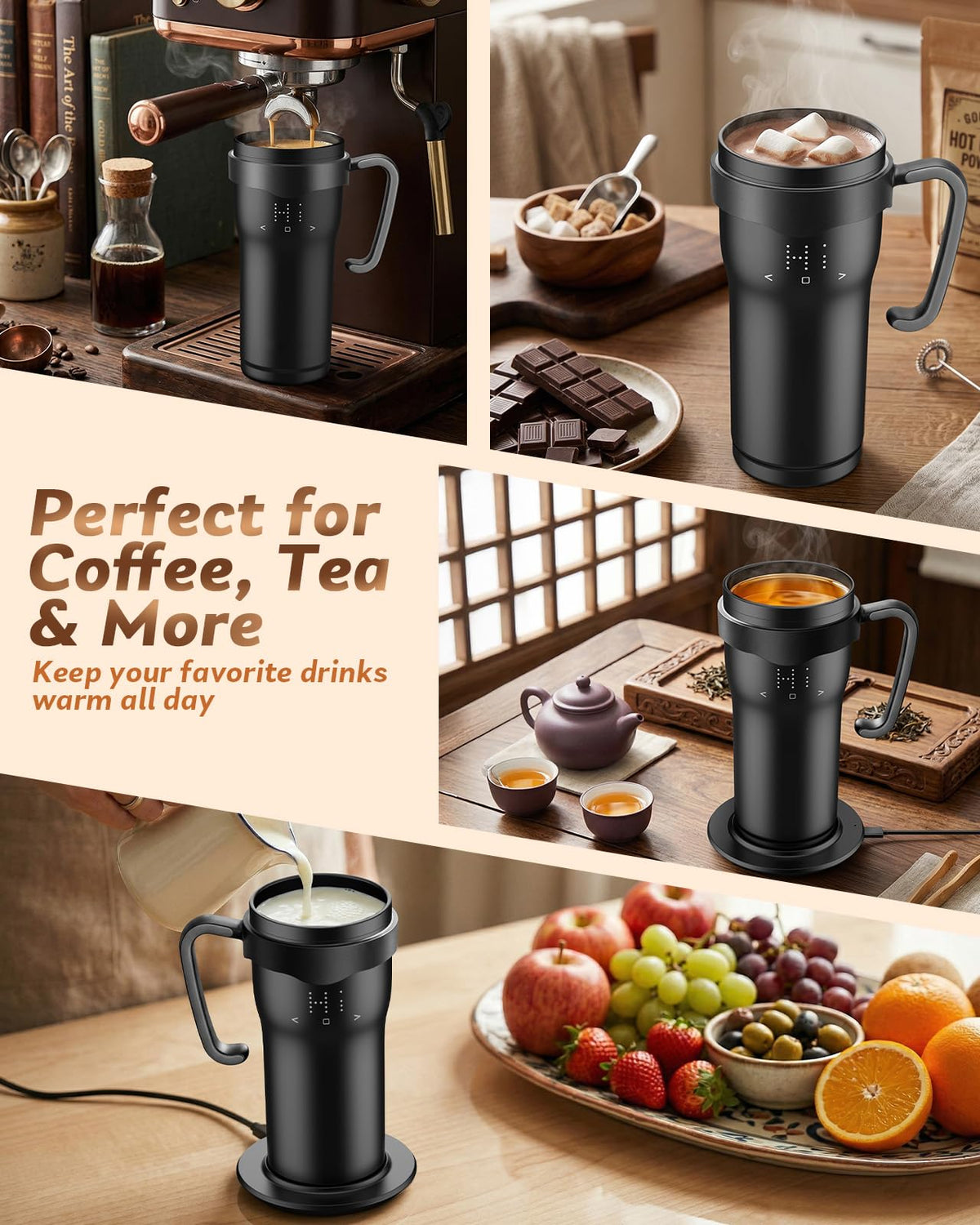 16oz Temperature Control Rechargeable Heated Mug W525