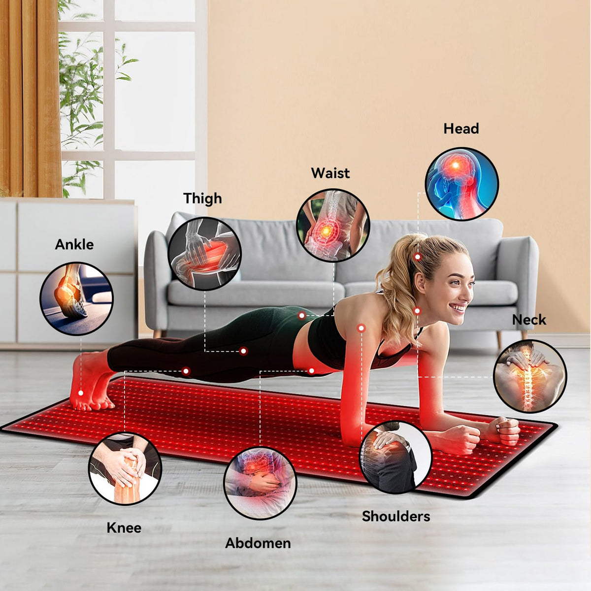 Red Light Therapy Mat 3840pcs LED 660nm 850nm 71''x 32'' W9501