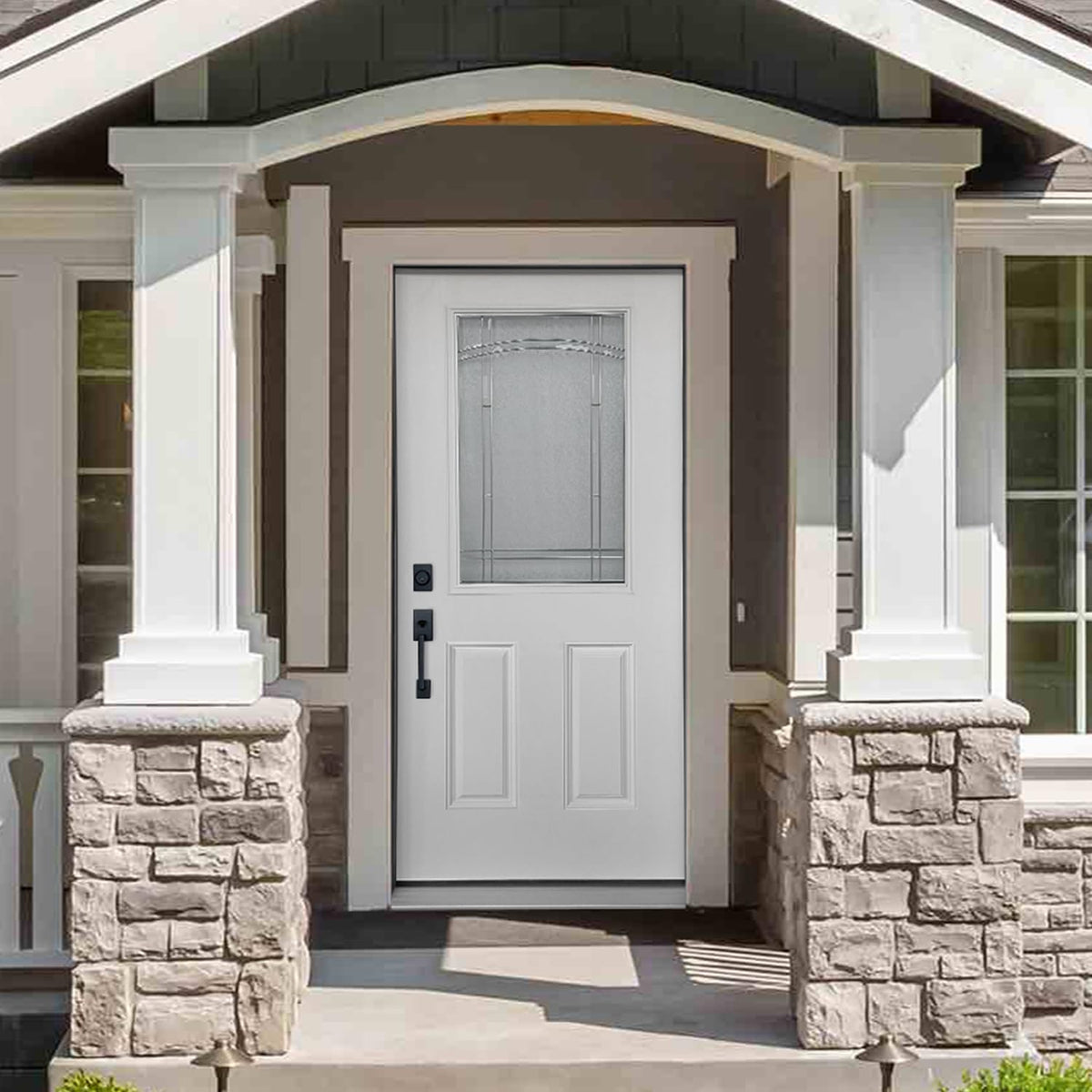 White Fiberglass Prehung 36" x 80" Entry Door Z53148
