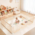 Foldable Wooden Playpen with Gate T207949