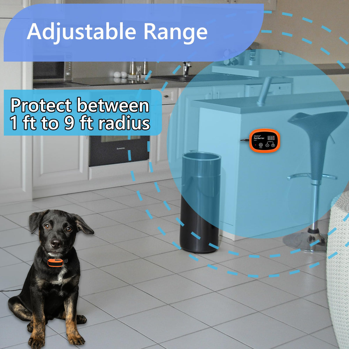 Wireless Indoor Electric Pet Barrier for 2 Dogs O1109