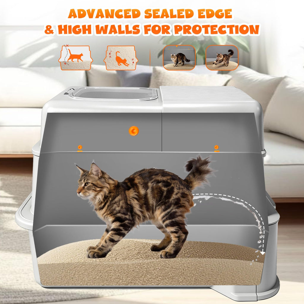 Enclosed Stainless Steel Cat Litter Box with Drawer R273017