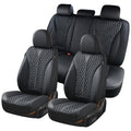 Black 5 Seats Nappa Leather Car Seat Covers Full Set V591